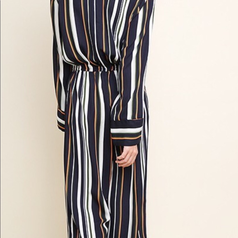 Multi stripe printed long sleeve jumpsuit